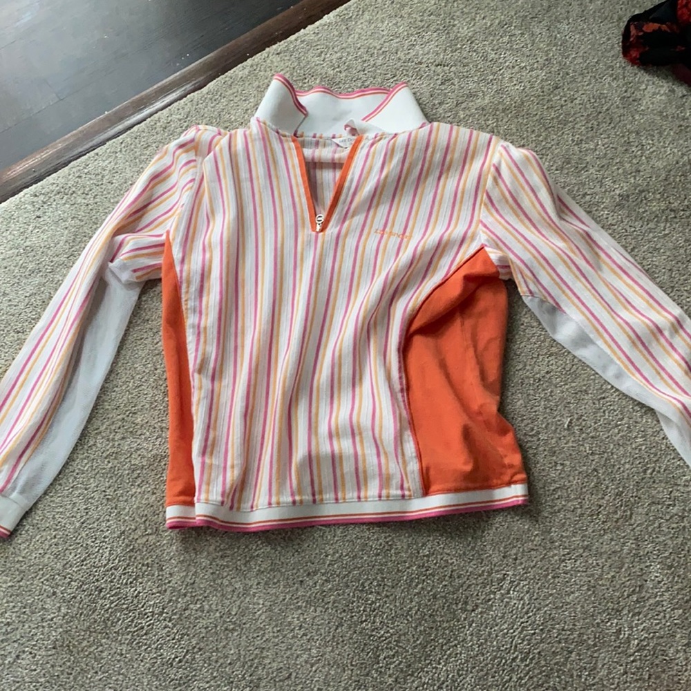 LDA striped/mesh golf top